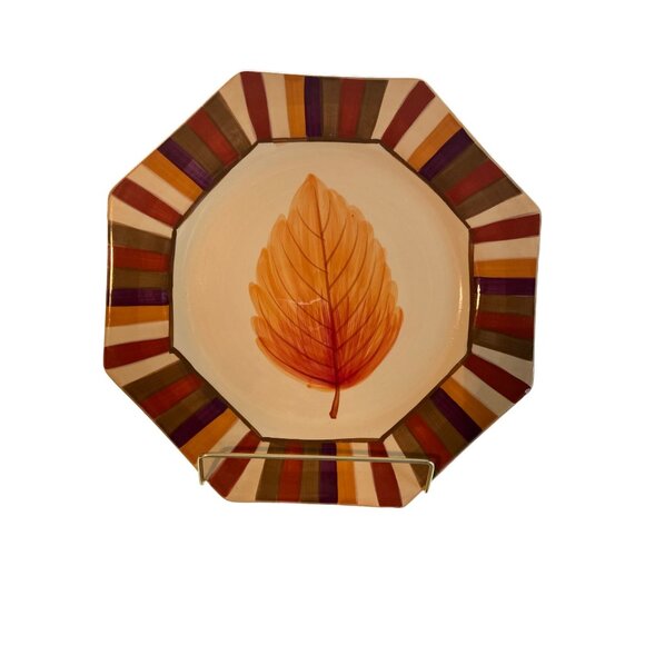 Sweet Olive Designs Lisa Levy Fall Leaf Octagonal Plate 10.5 in Microwave Safe - Picture 2 of 6